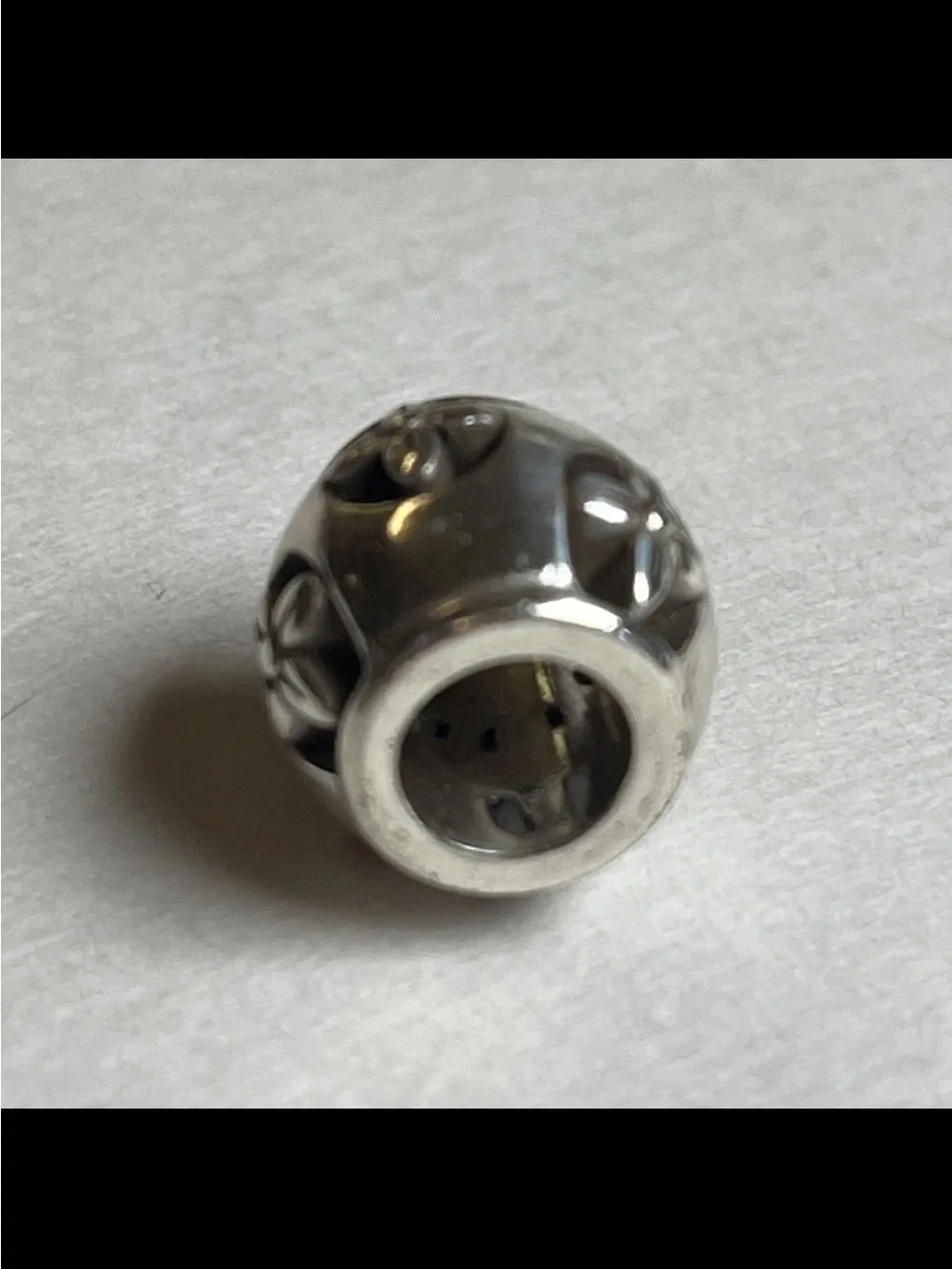 NWOT Brighton Jardine  charm Sterling Silver Floral Spacer Bead - Black & Silver